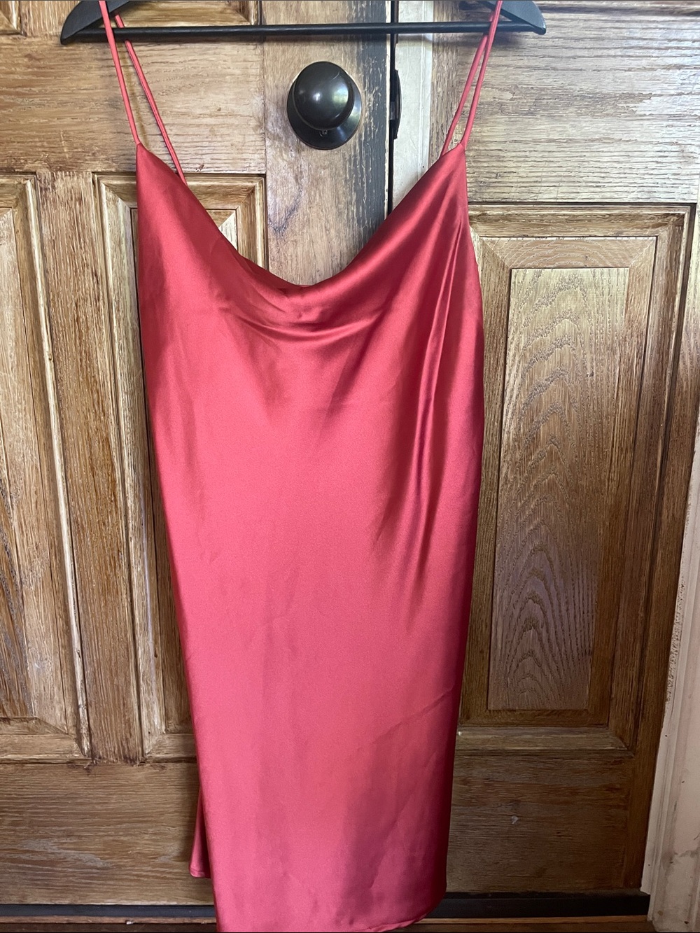 Renee C. Satin Cowl Slip Dress - Coral Red